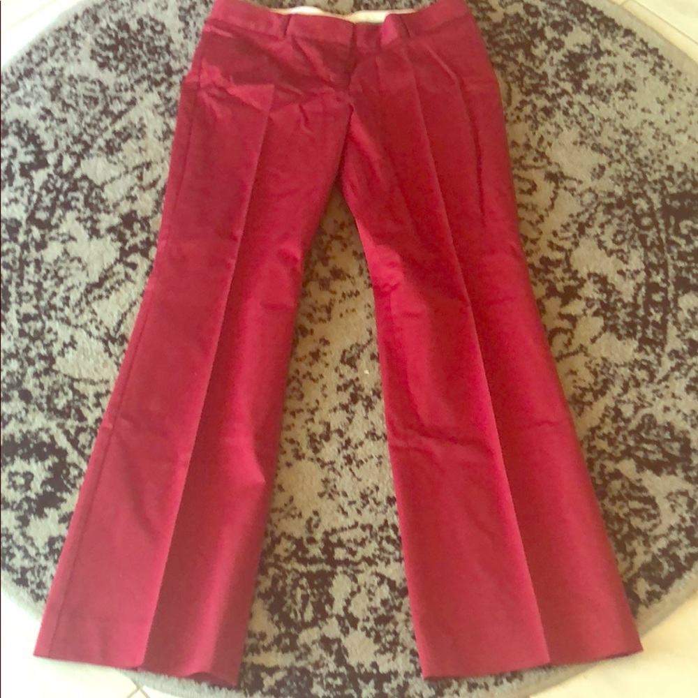 Red boot cut pants